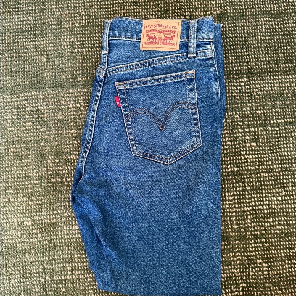 Levi's Wedgie Straight Jeans - blue destroyed denim